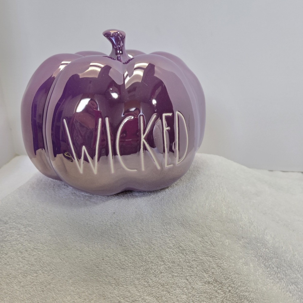 Rae Dunn Artisan Collection Wicked Tall Purple Pumpkin Decor With Luster Finish